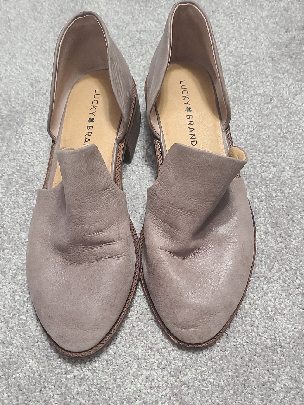Lucky Brand Taupe Slip-On Leather Loafers